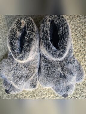 Novelty Monster Werewolf Claw Faux Fur Cozy Slipper Boots in Gray One Size
